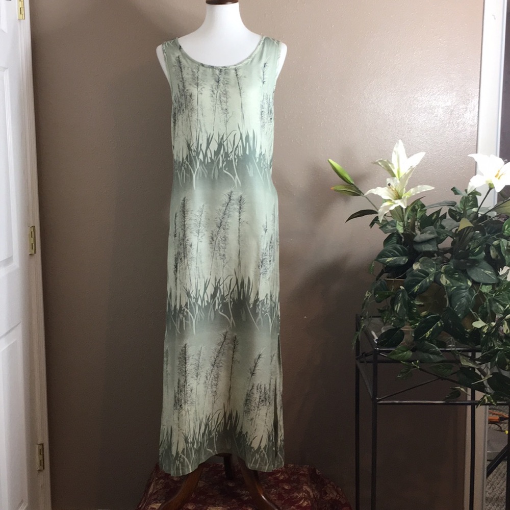 Tropical Print Maxi Dress Green